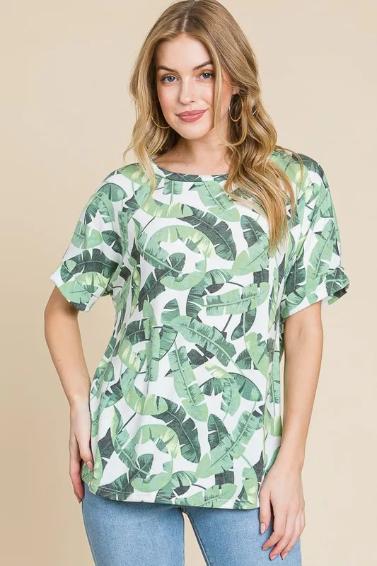 Lightweight Printed Round Neck Short Sleeve T-Shirt, image 2