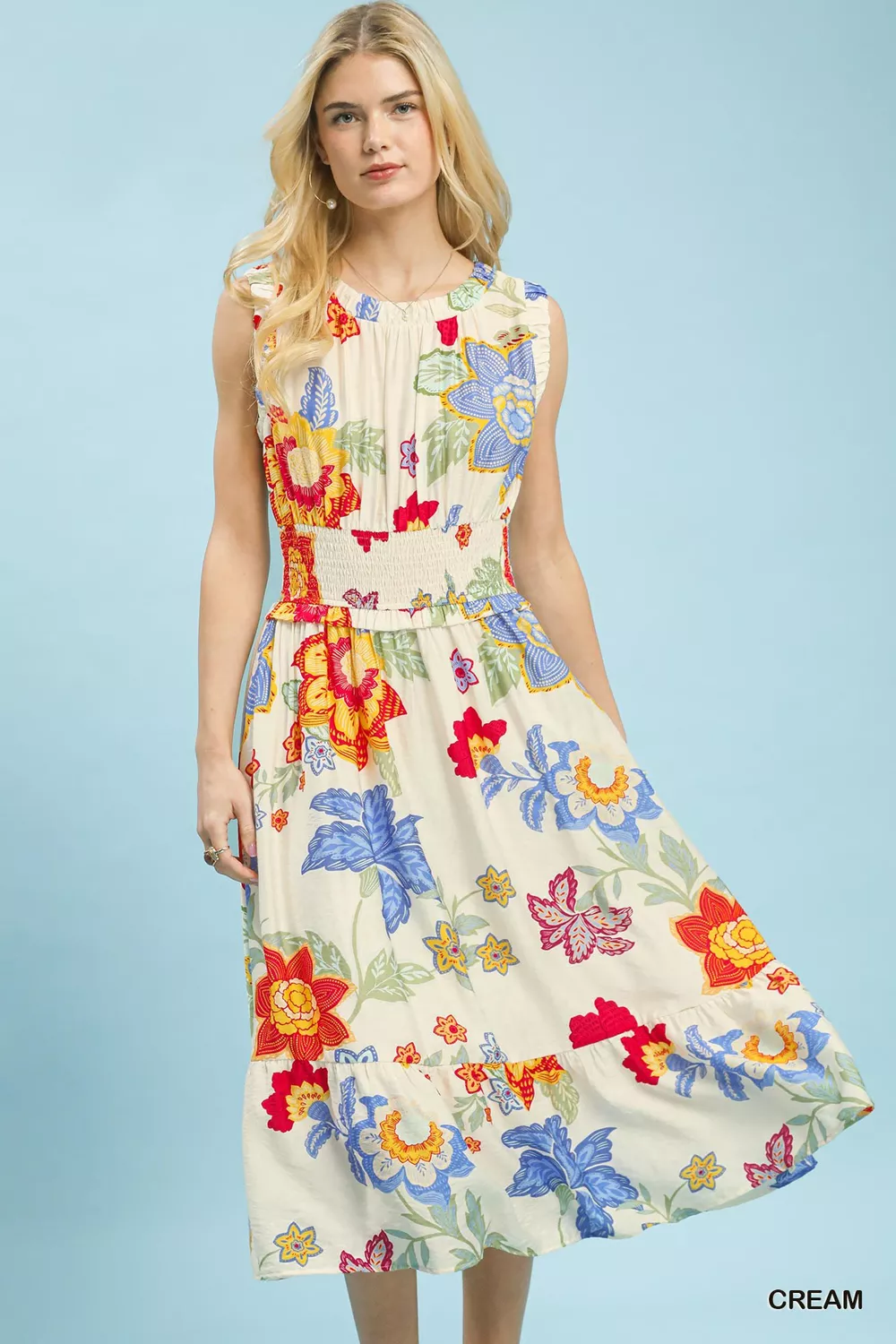 Floral Smocked Midi Dress