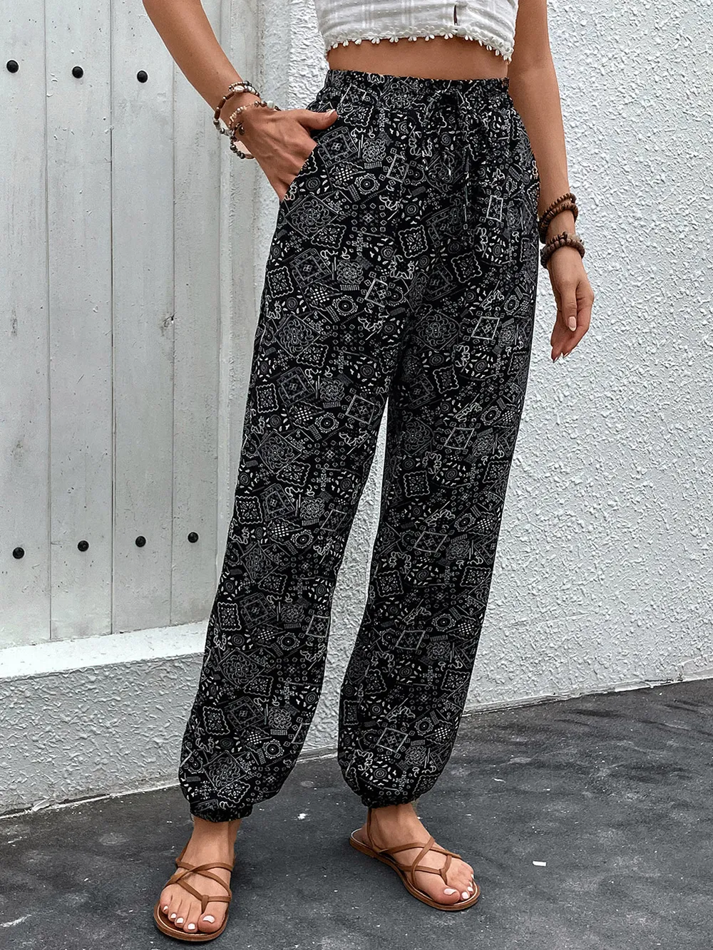 Printed High Waist Pants, image 2