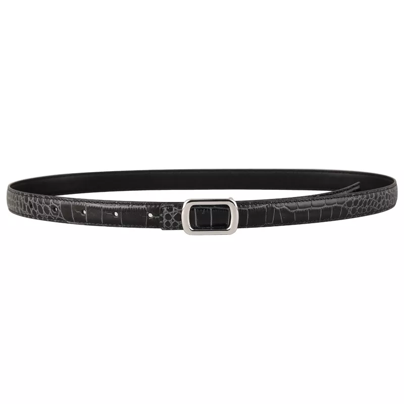 Crocodile Embossed Leather Belt, image 5