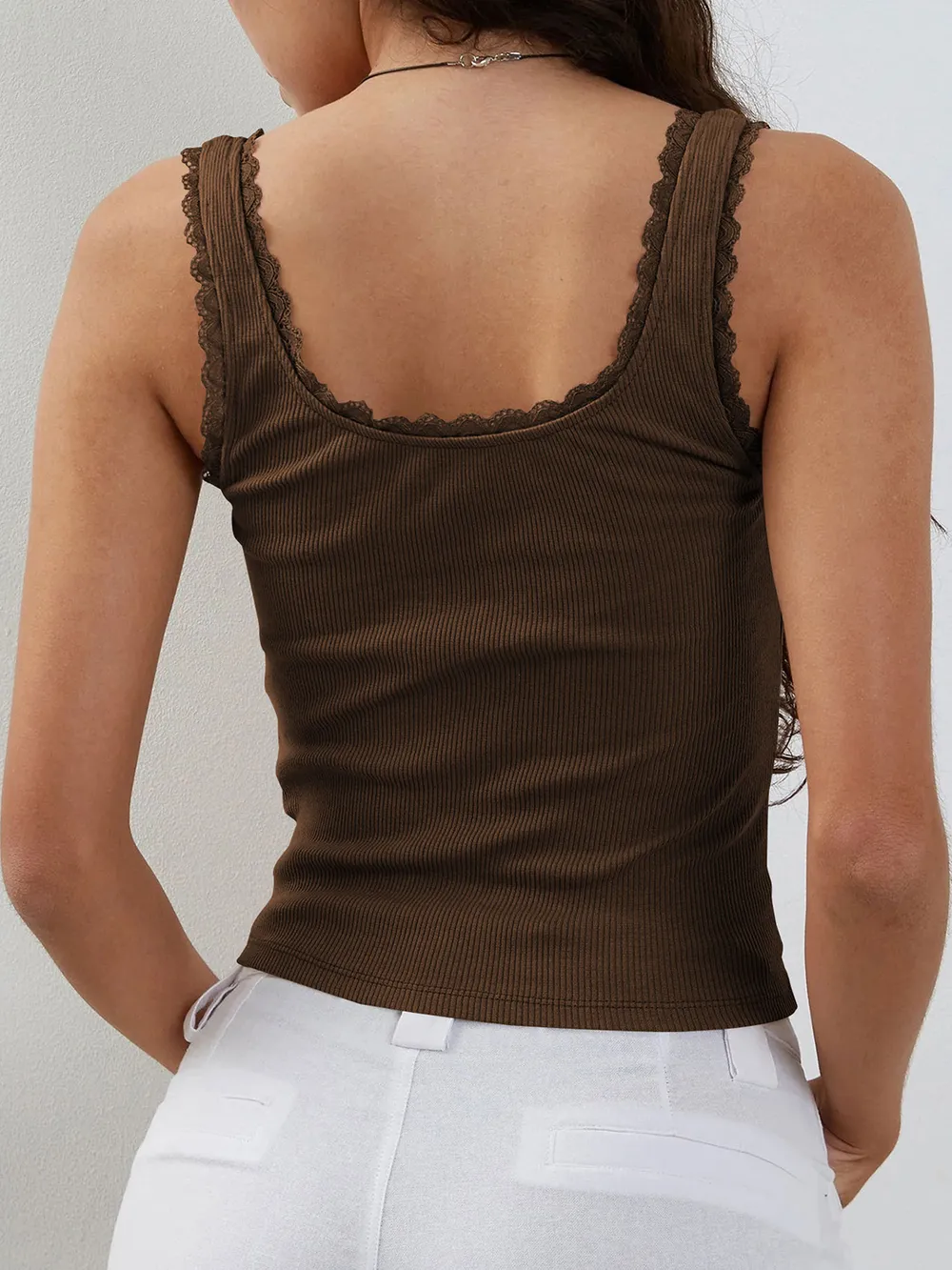 Lace Detail Square Neck Tank, image 8