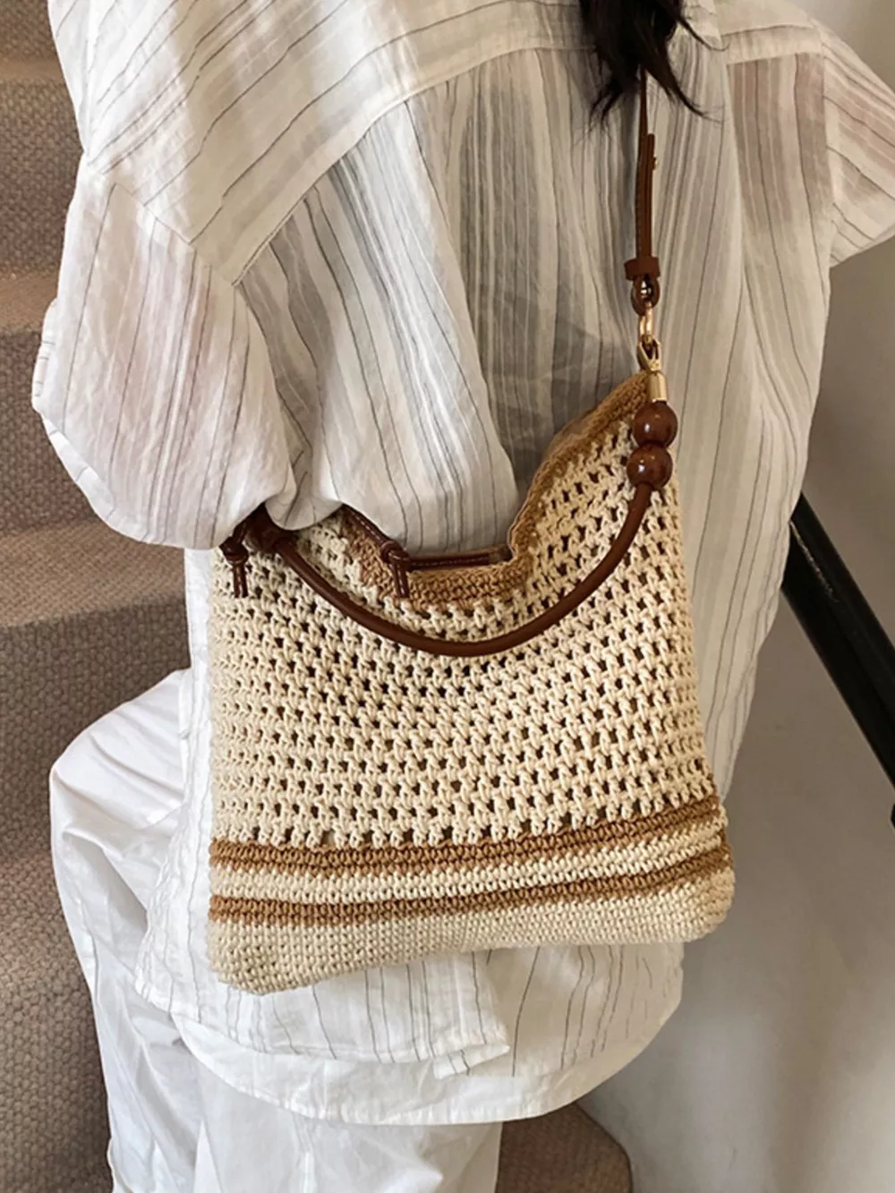Crochet Knit Shoulder Bag, image 2