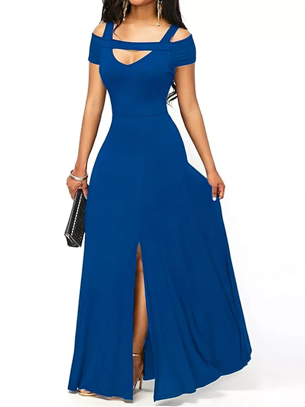 Elegant Off-Shoulder Slit Maxi Dress, image 3