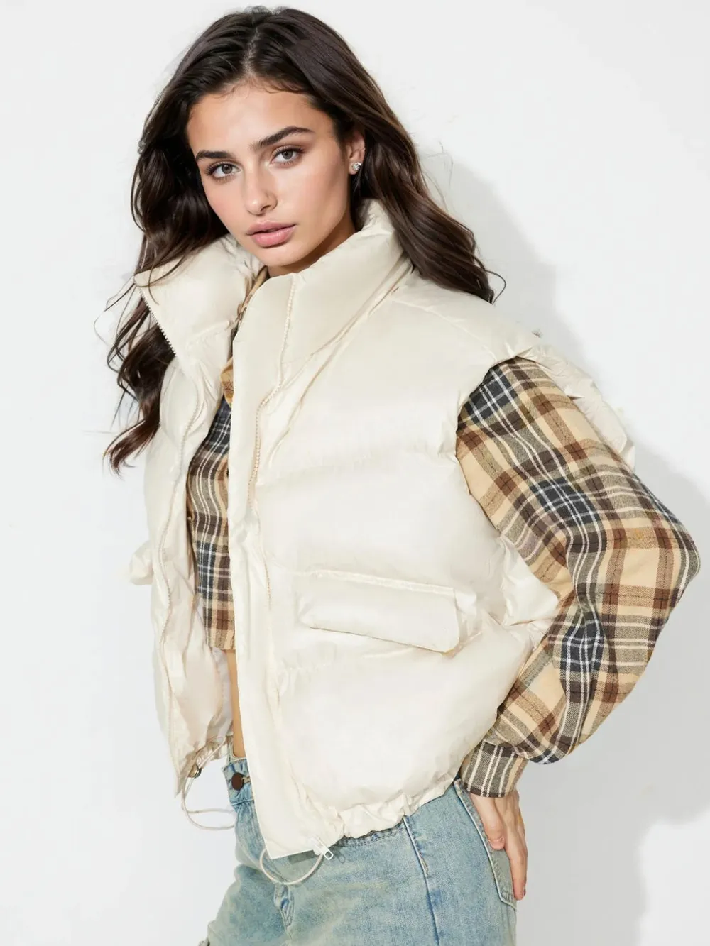Zip Up Vest Coat with Pockets, image 4