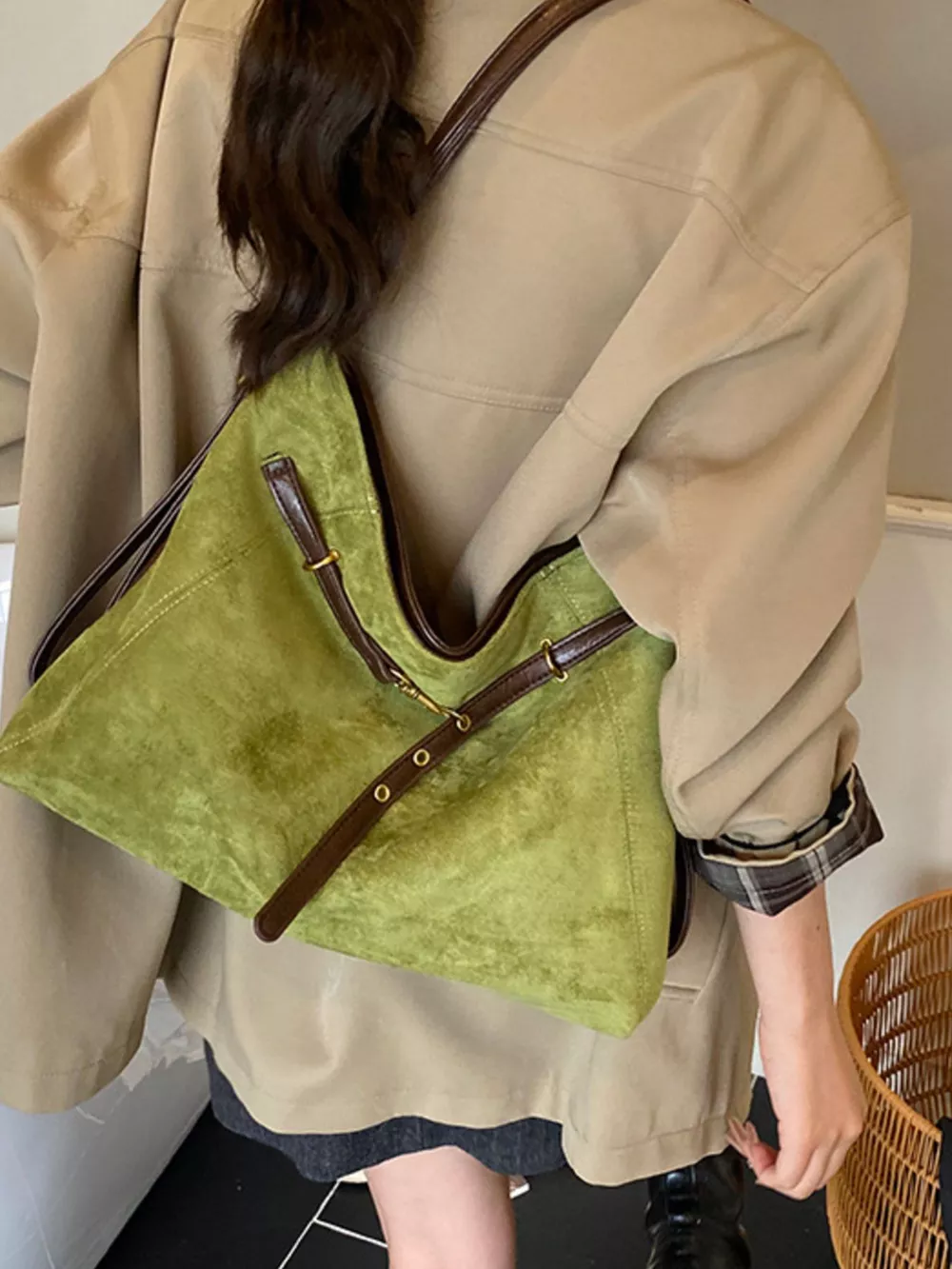 Vintage Suede Tote Bag, image 9