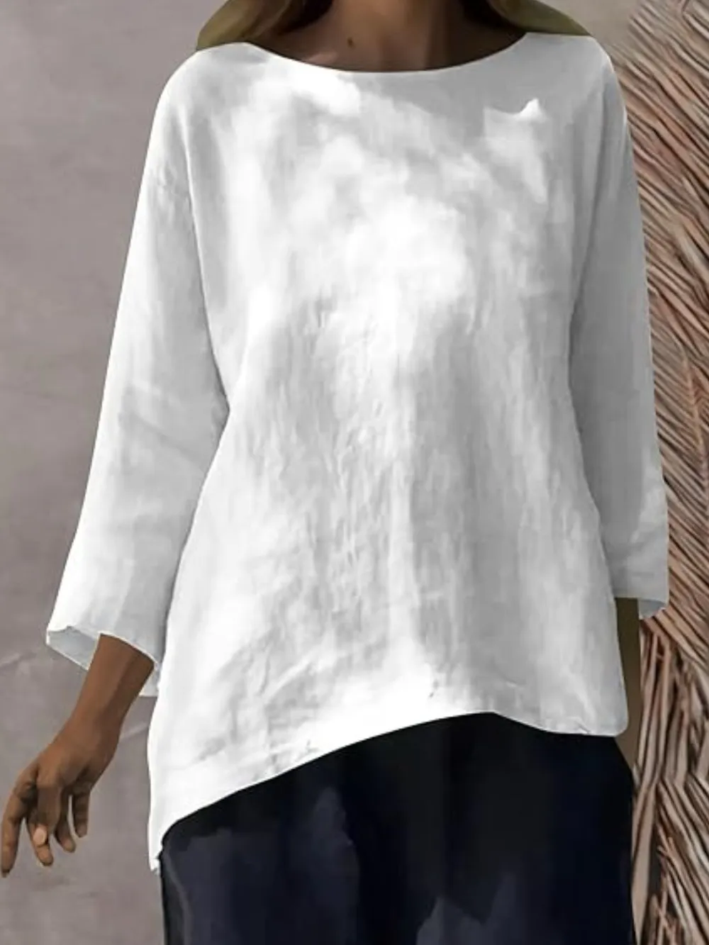 Full Size Round Neck Relaxed Fit Blouse Plus Size, image 5