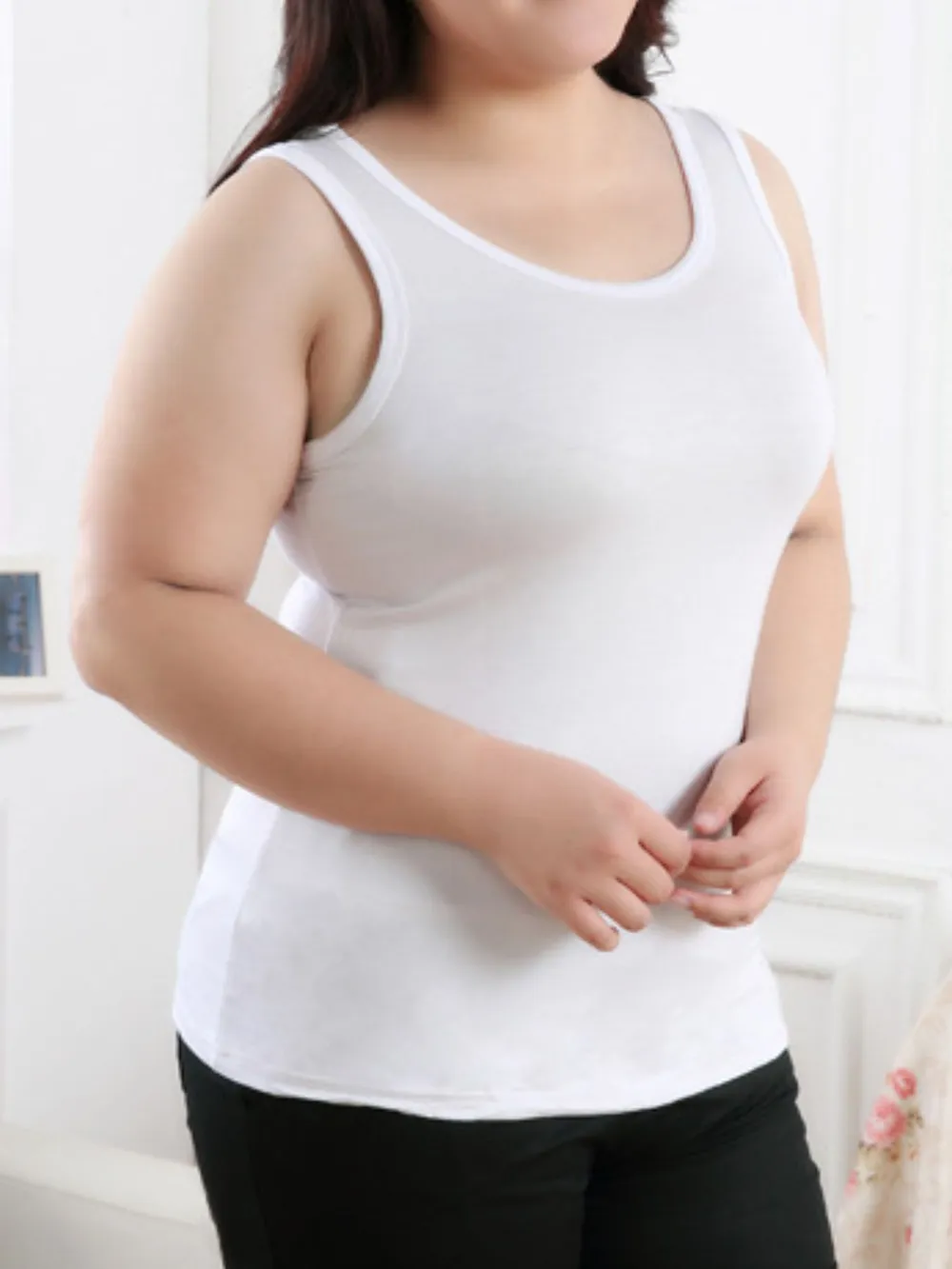 Solid Color Scoop Neck Tank Top, image 6