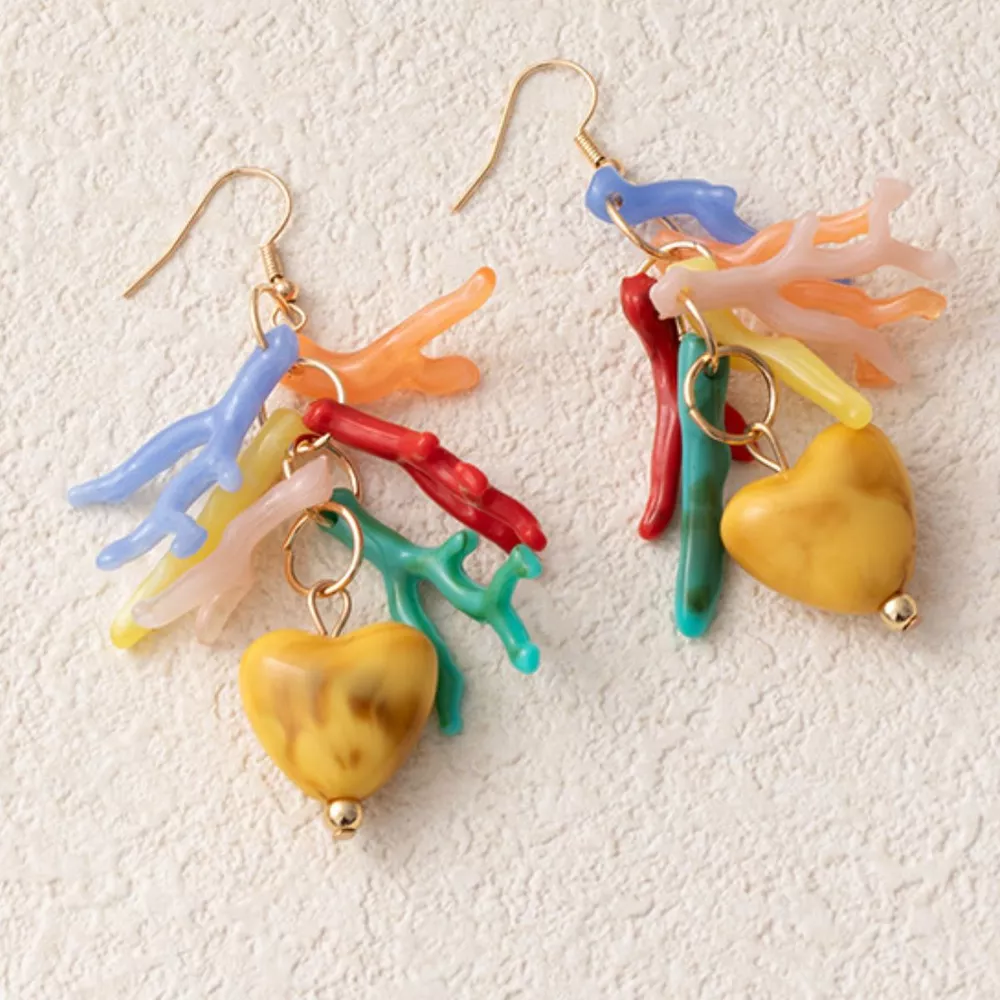 Colorful Resin Heart Dangle Earrings, image 3