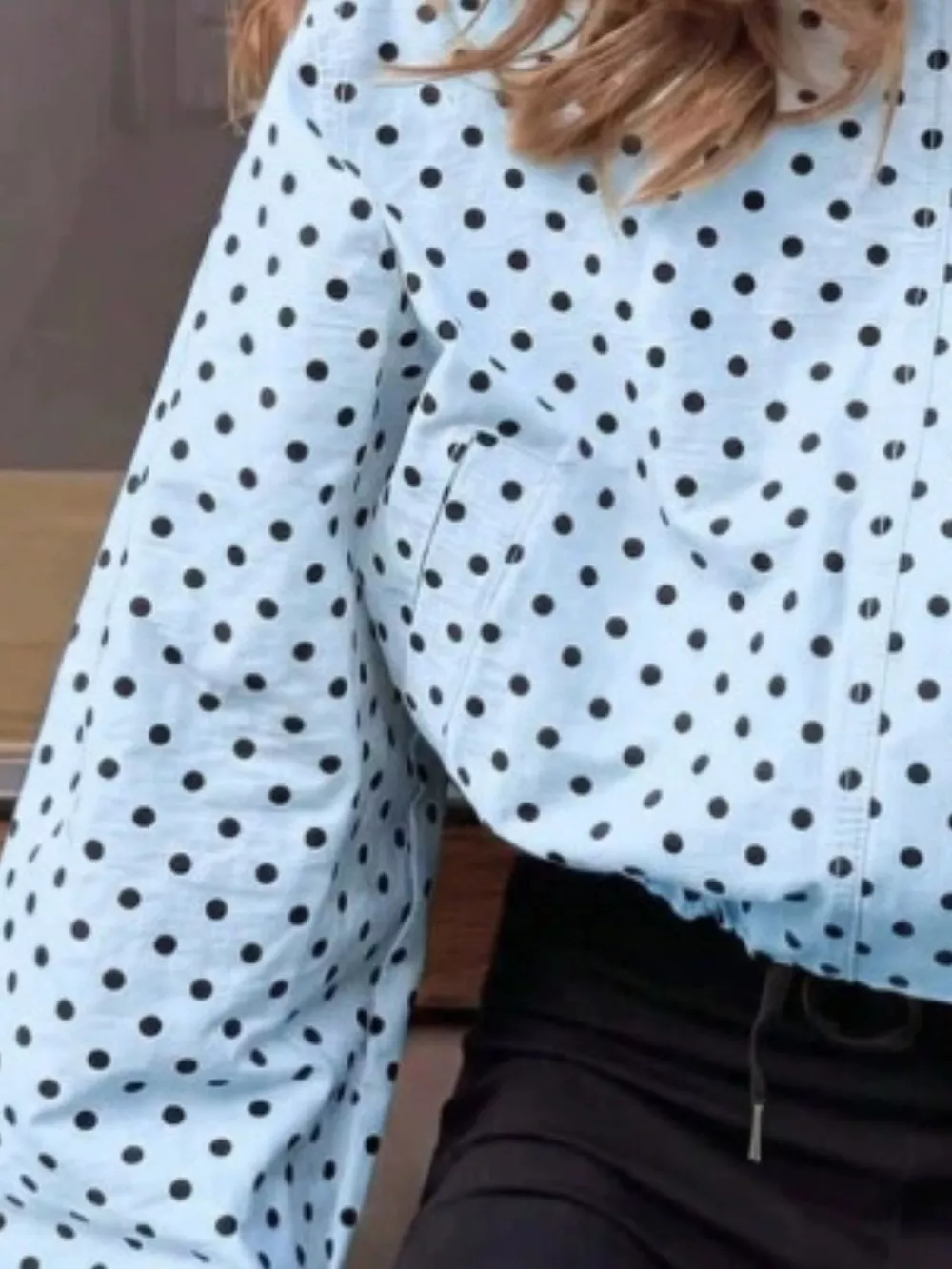 Polka Dot Zip Up Casual Jacket, image 12