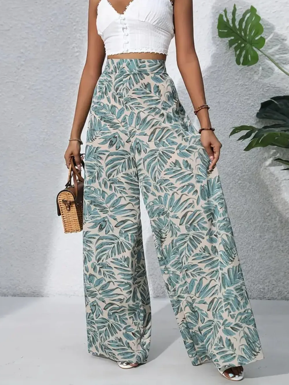 Printed High Waist Wide Leg Pants, image 3
