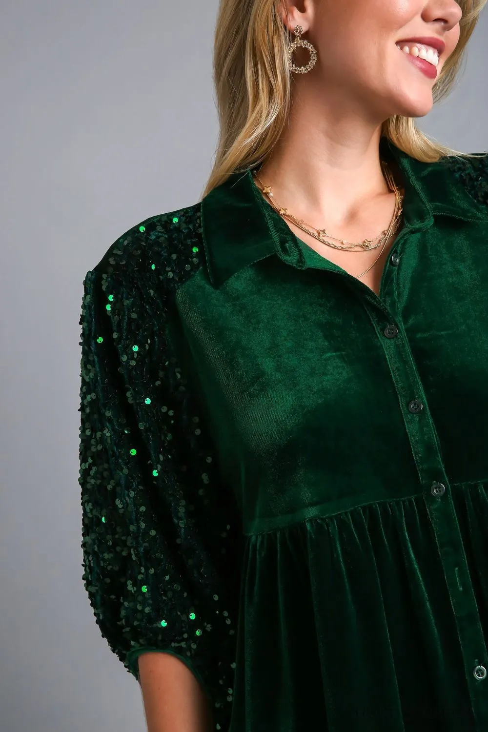 Sequin Detail Tiered Back Half Sleeve Shirt, image 4