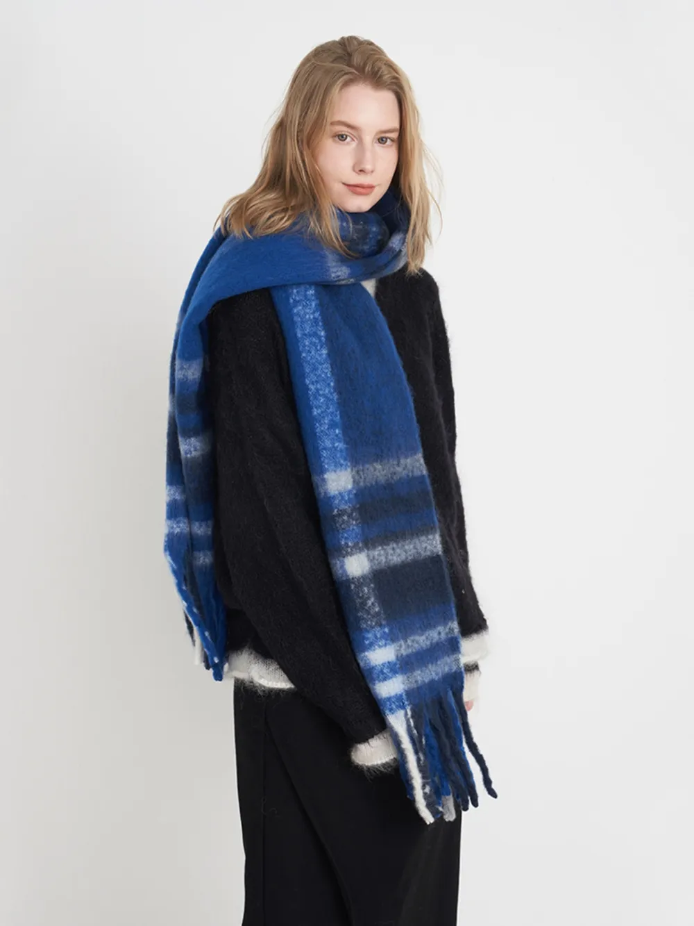 Fringe Plaid Polyester Scarf, image 5