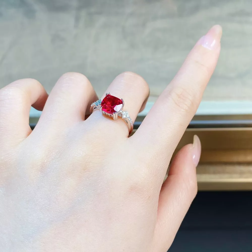 925 Sterling Silver Zircon Geometric Ring, image 5