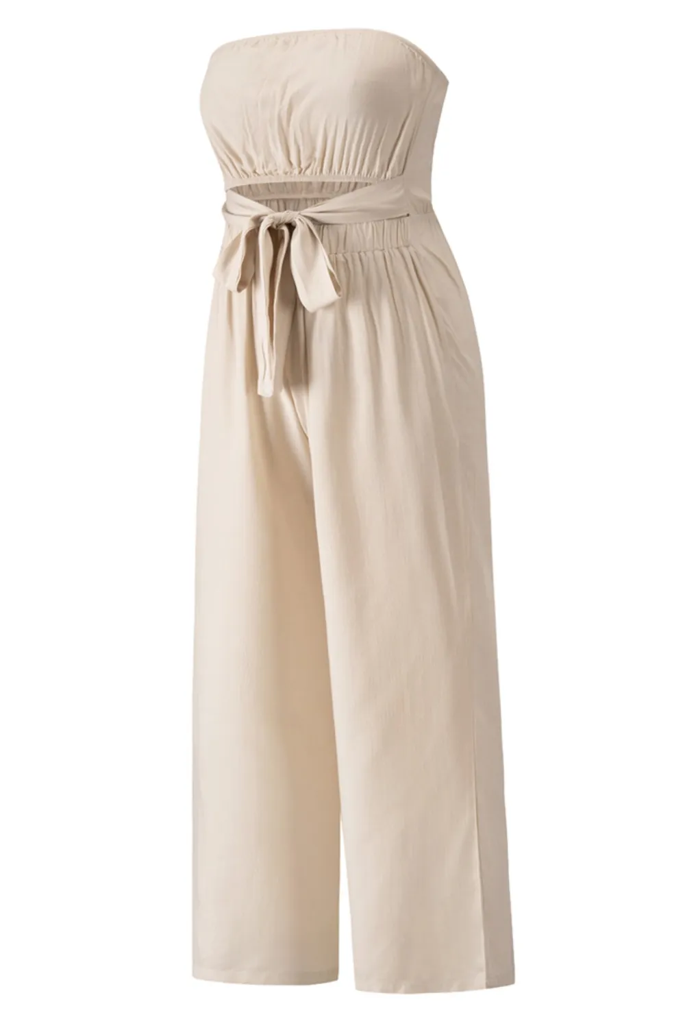 Tied Cutout Tube Wide Leg Jumpsuit, image 9