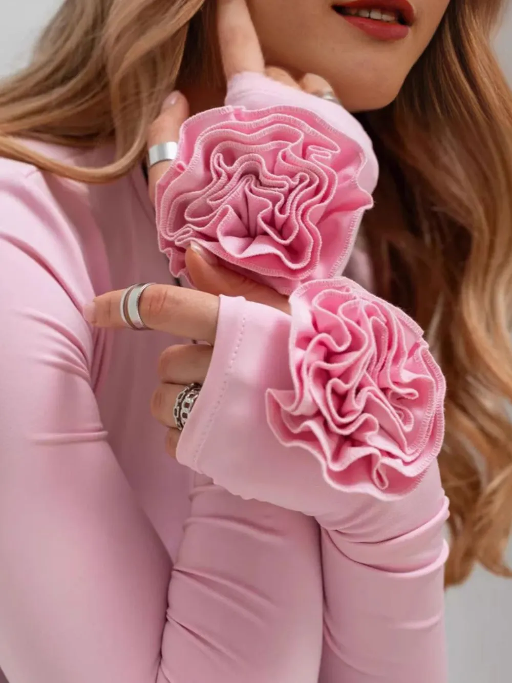 Flower Round Neck Long Sleeve T-Shirt, image 15