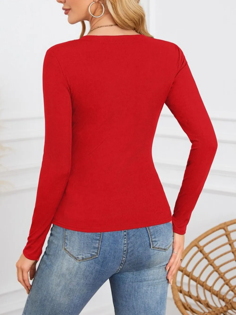 Notched Long Sleeve T-Shirt, image 7