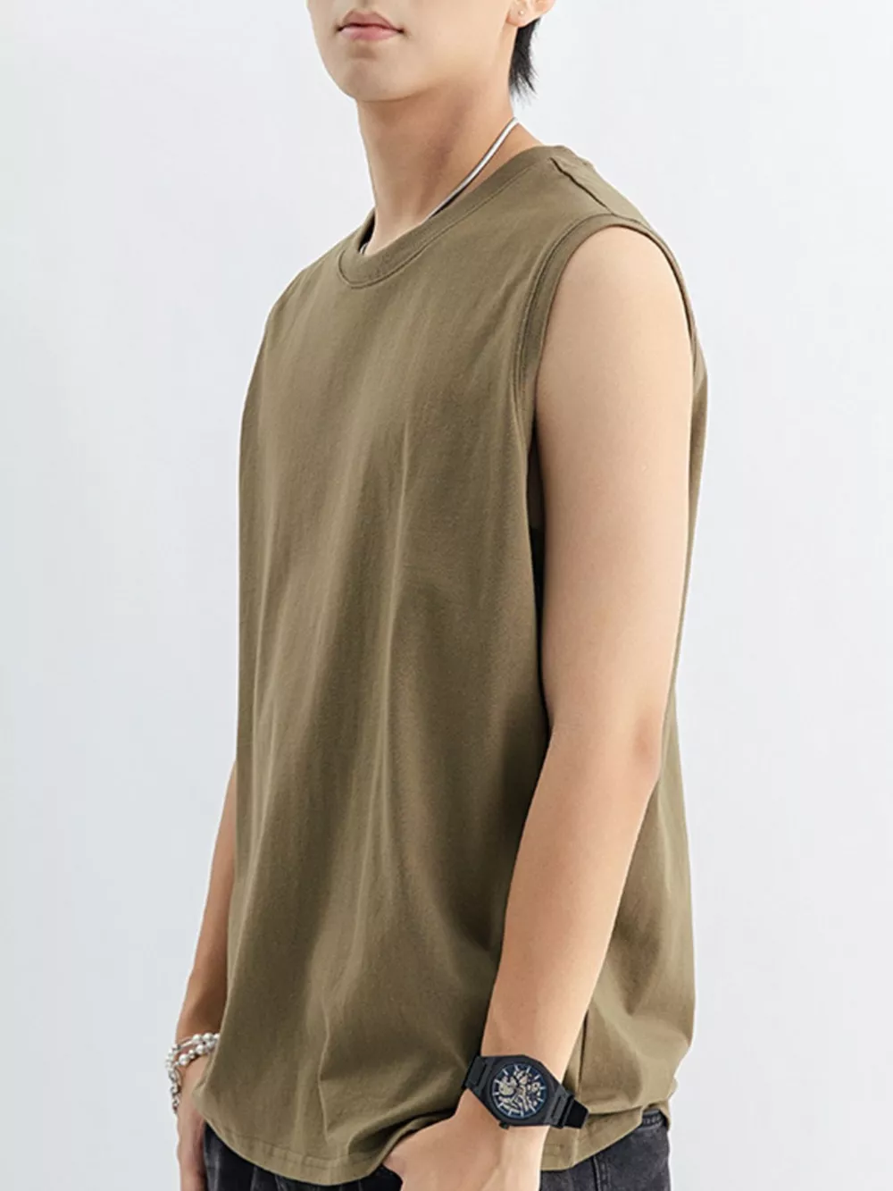 Men's Plus Size Round Neck Tank, image 3