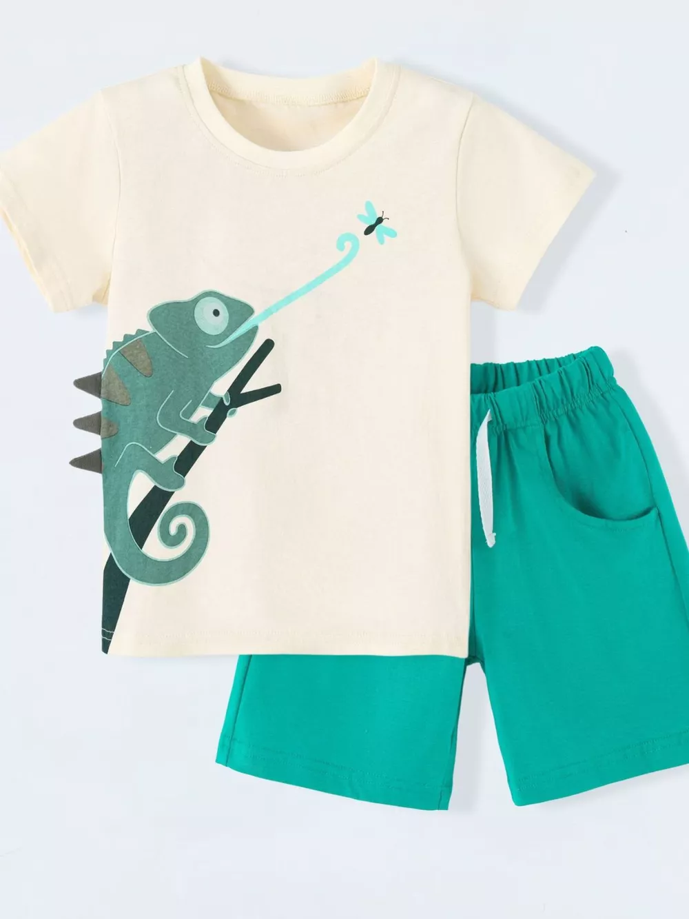 Children's Lizard Round Neck Tee and Shorts Set, image 2