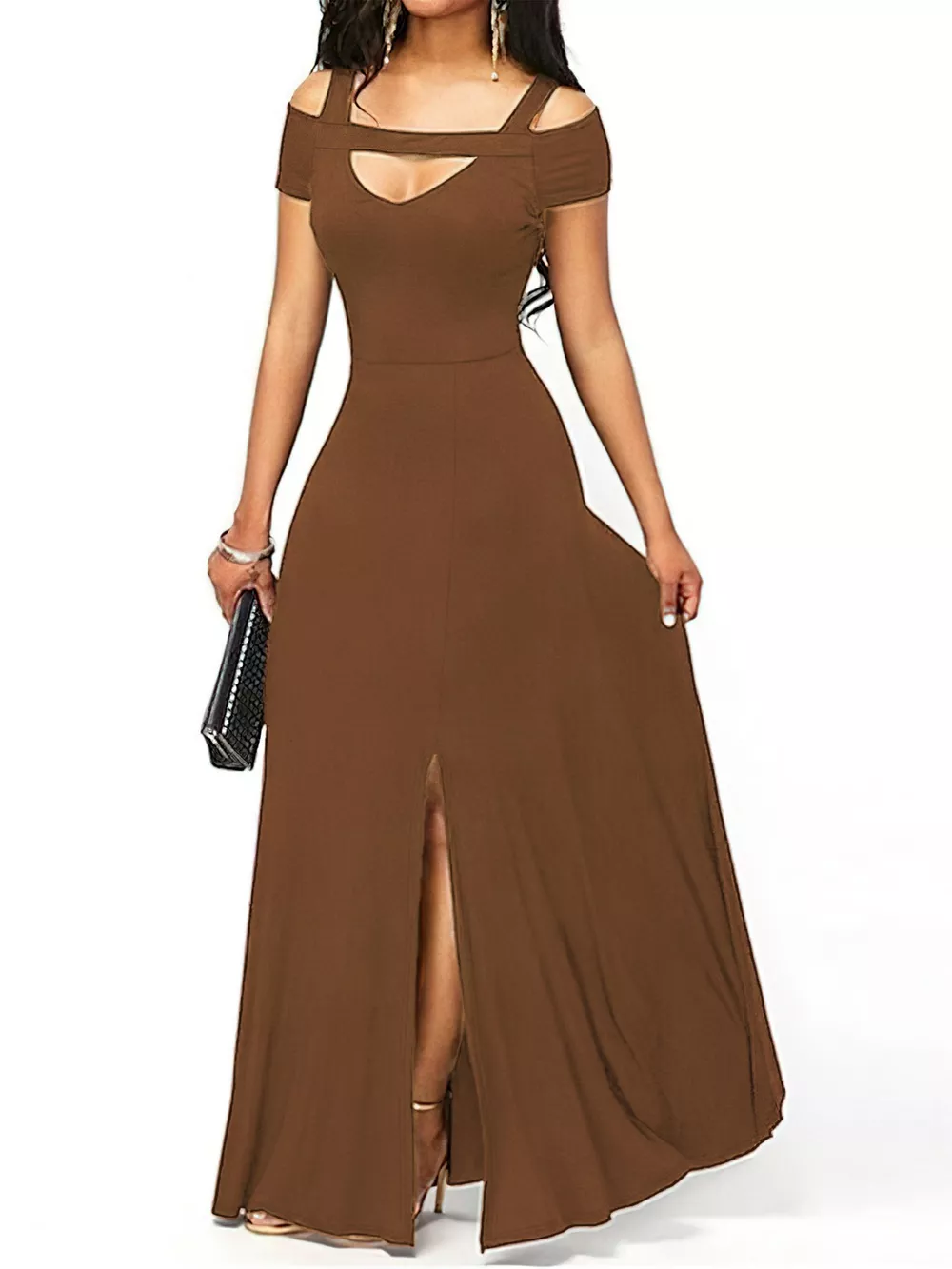 Elegant Off-Shoulder Slit Maxi Dress, image 4