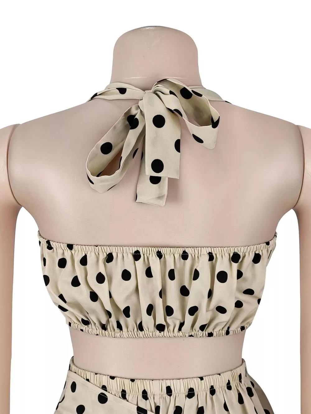 Polka Dot Halter Neck Cami and Fringe Trim Pants Set, image 5