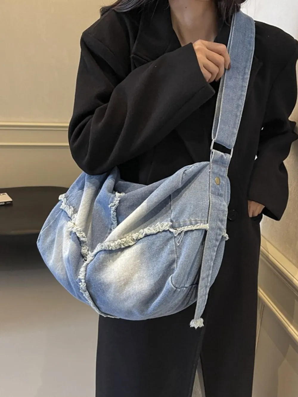 Raw Hem Gradient Crossbody Bag, image 8