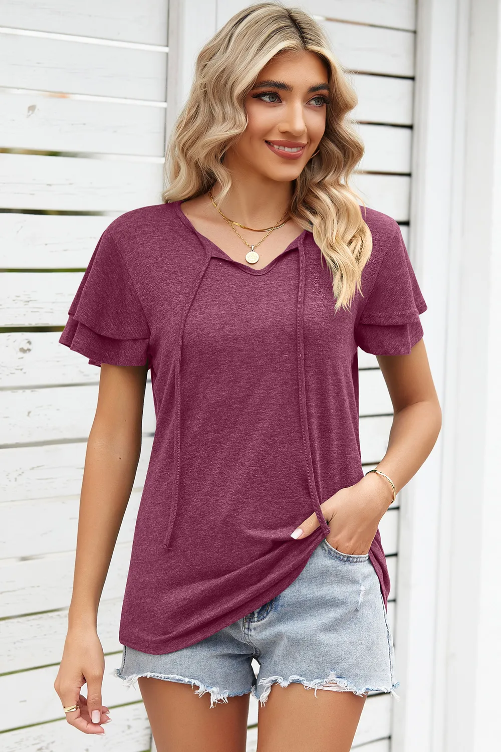 Tie Waist Flutter Sleeve Blouse, image 27