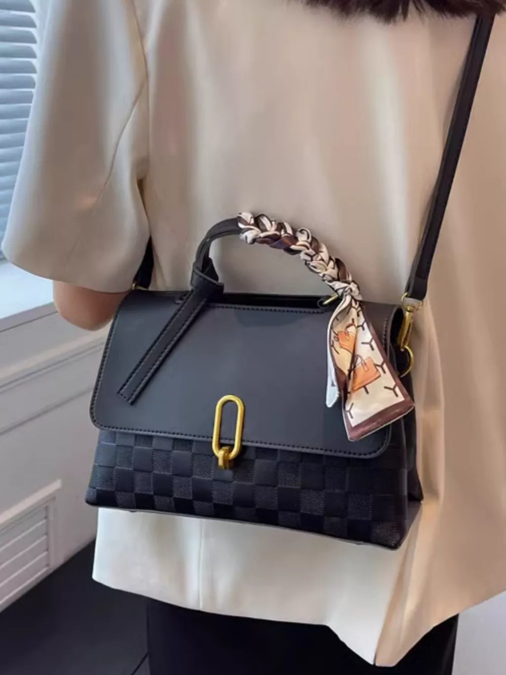 Checkered Flap Crossbody Bag, image 2