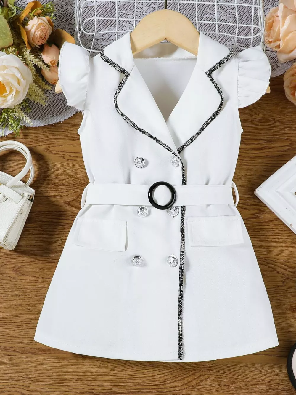 Children's Double Breasted Belt Dress, image 3