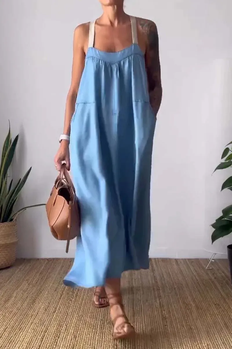 Full Size Ruched Cami Maxi Dress with Pockets Plus Size, image 7