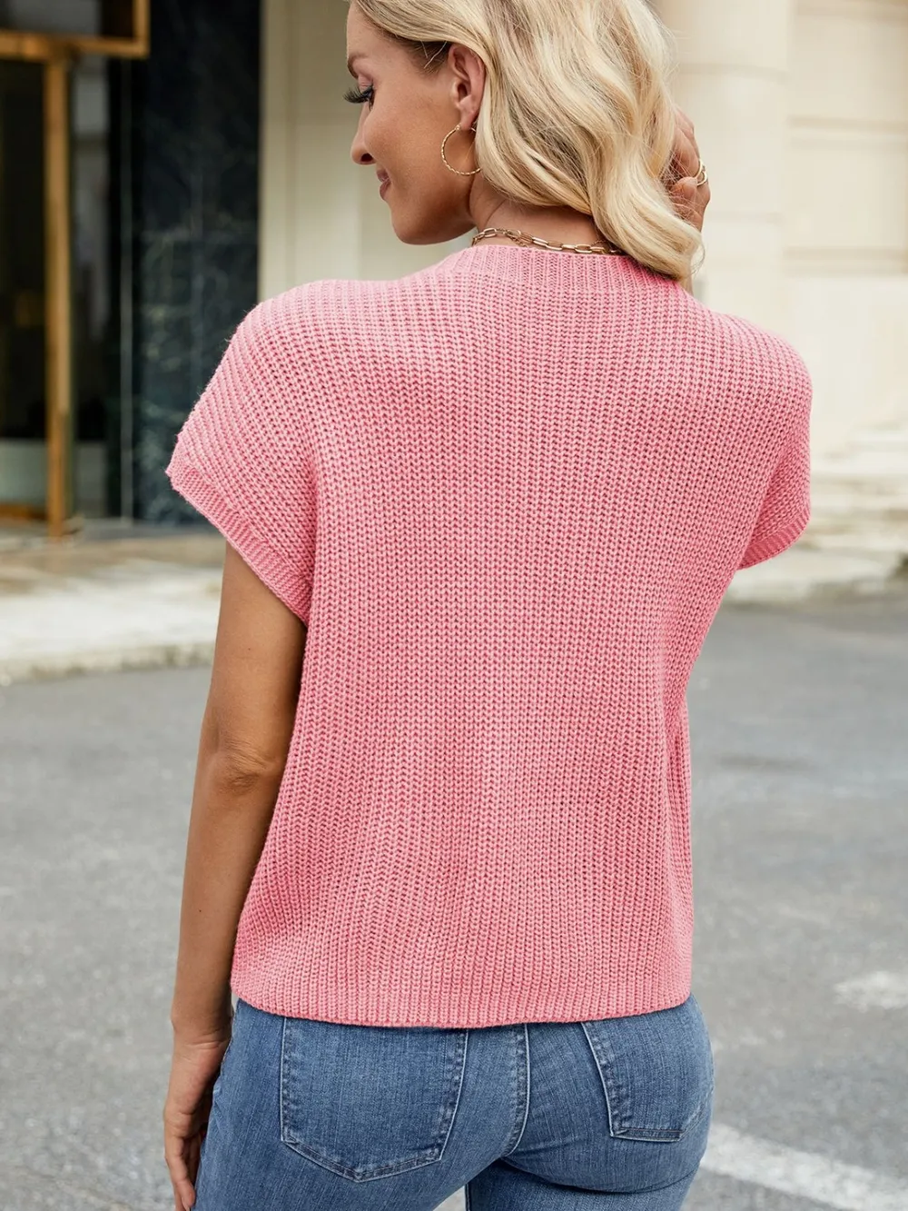 Round Neck Short Sleeve Sweater, image 4