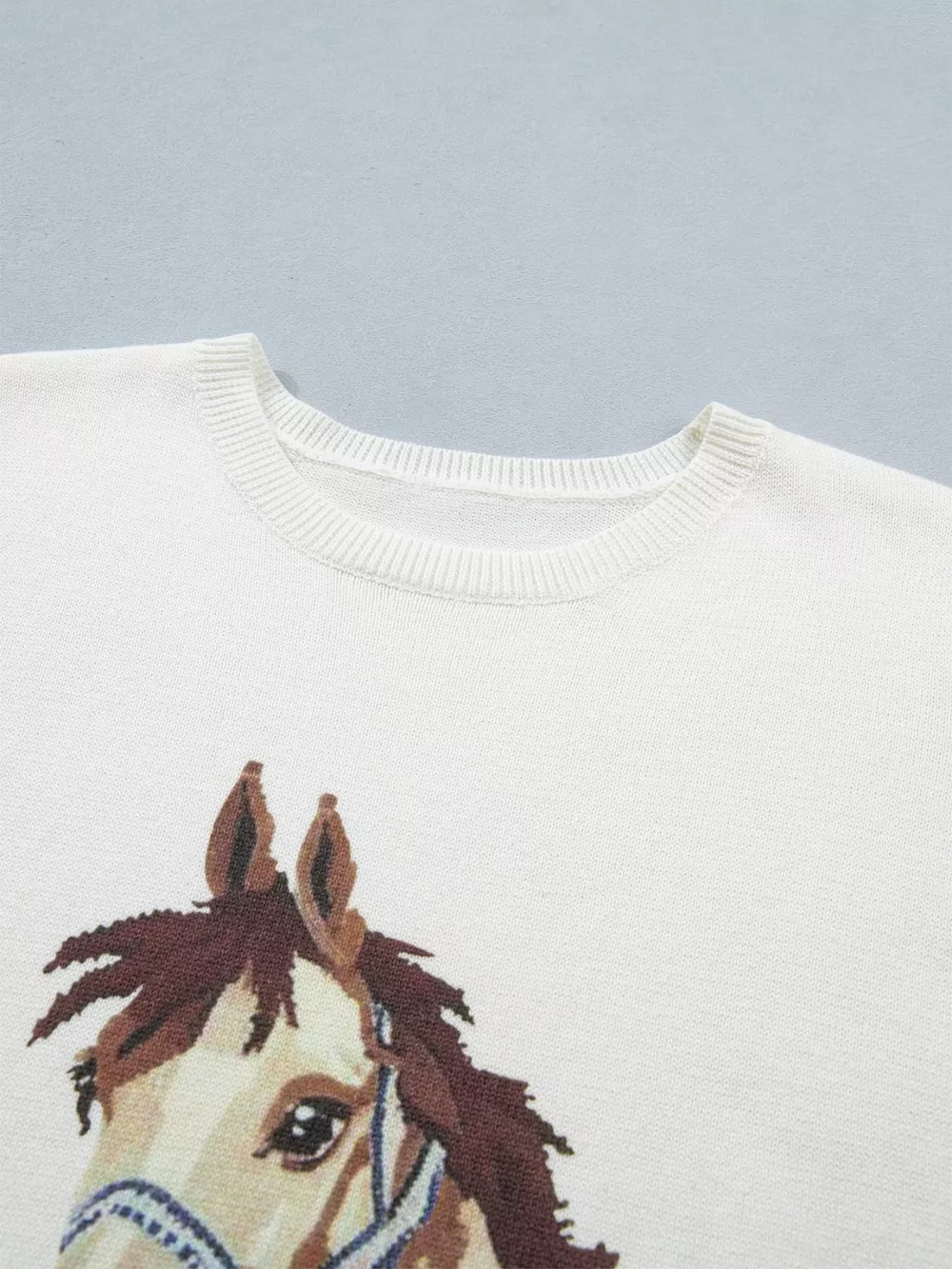 Wild West Horse Head Printed Short Sleeve Sweater, image 5