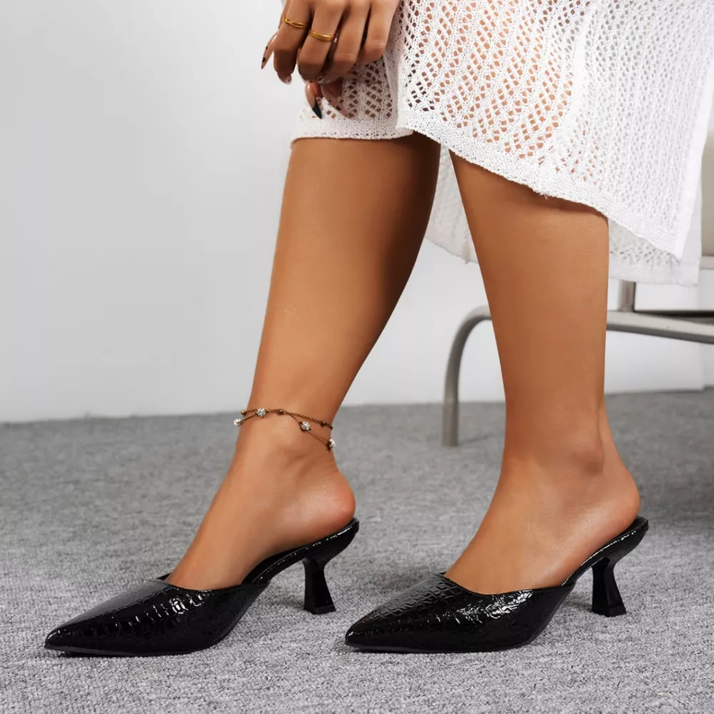 Point Toe Flare Heels Sandals, image 6