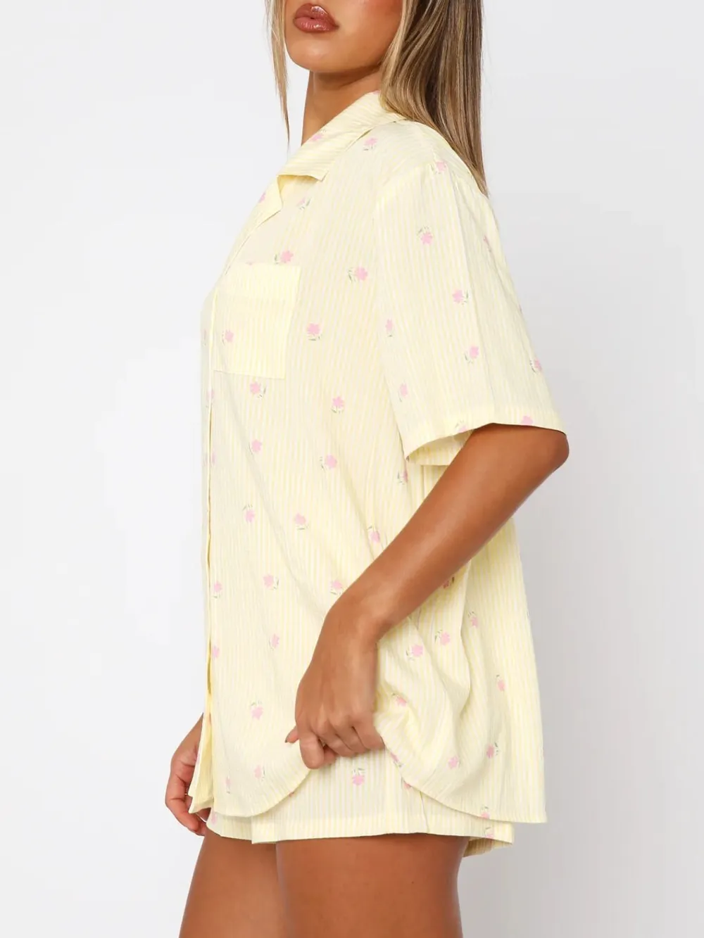 Valentine's Day Printed Collared Neck Short Sleeve Top and Shorts Set, image 3