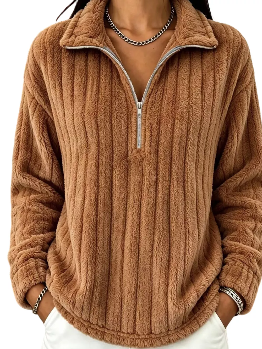 Quarter-Zip Dropped Shoulder Sweatshirt, image 10