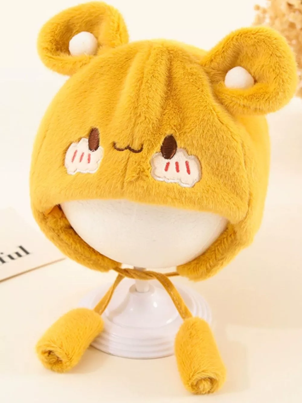 Children's Cute Bear Ear Plush Hat, image 25