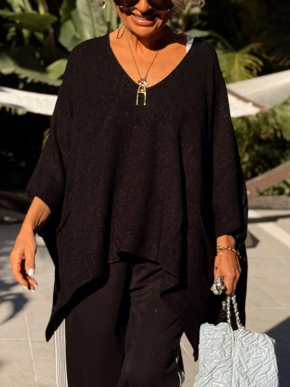 Ribbed Hem V-Neck Sweater, image 10
