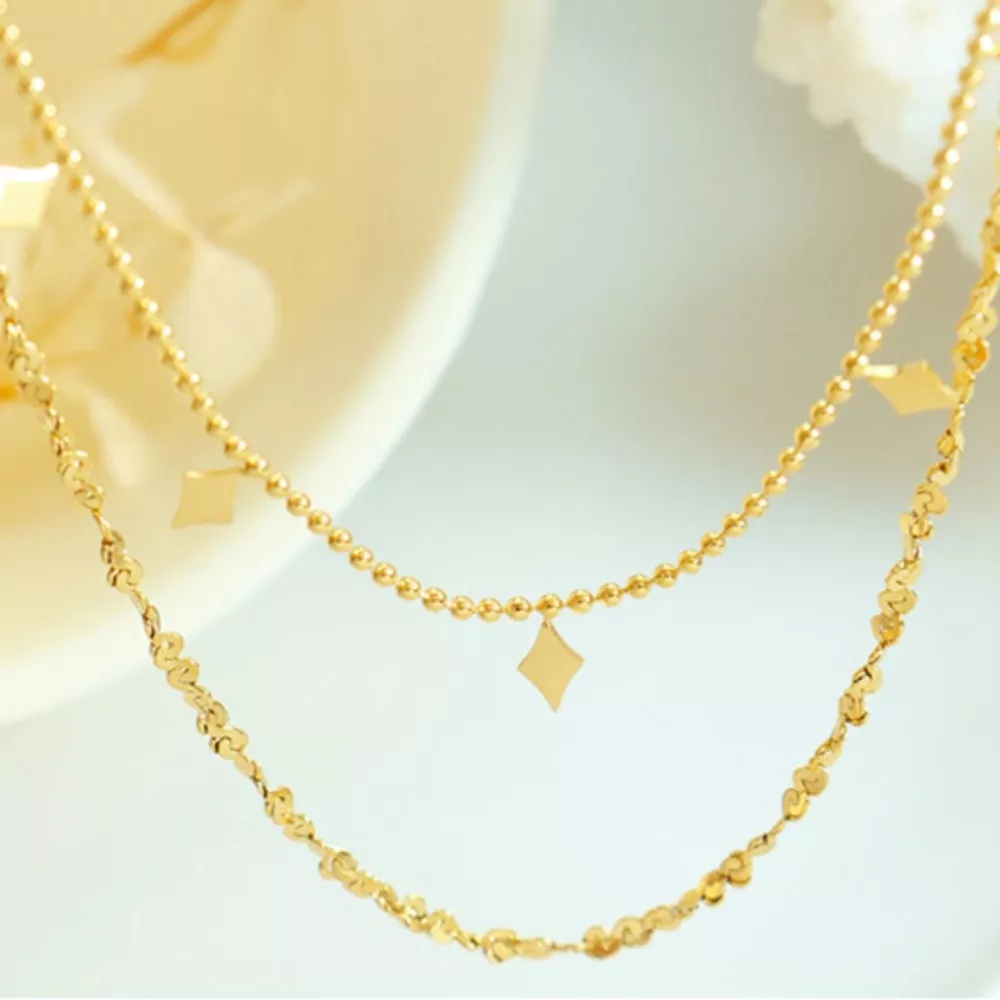 18K Gold-Plated Titanium Steel Layered Necklace, image 2