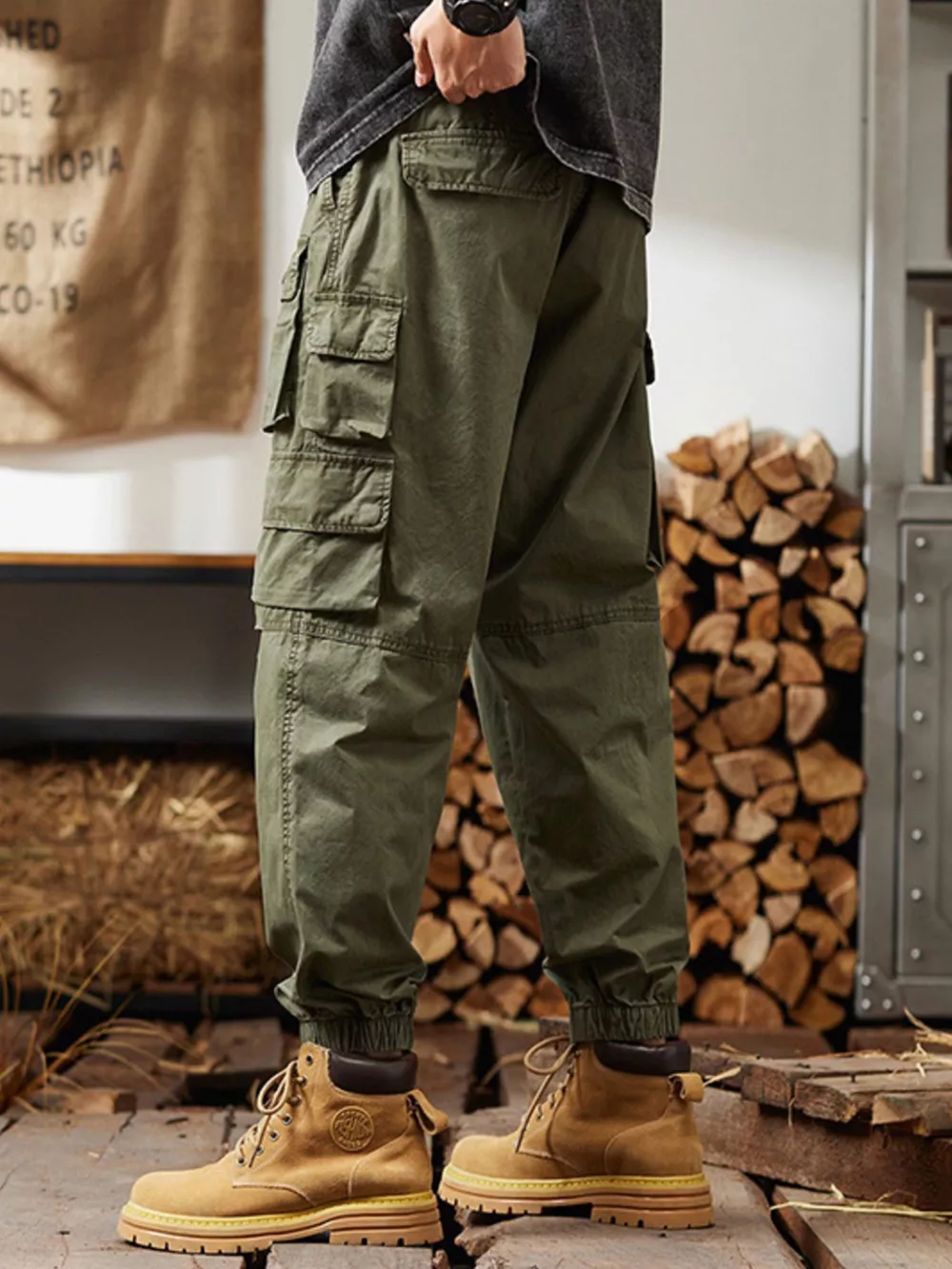 Men's Plus Size Relaxed Fit Multi-Pocket Cargo Pants, image 8