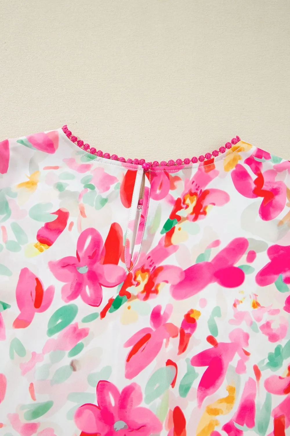 Floral Print Ruffle Sleeve Round Neck Blouse, image 7