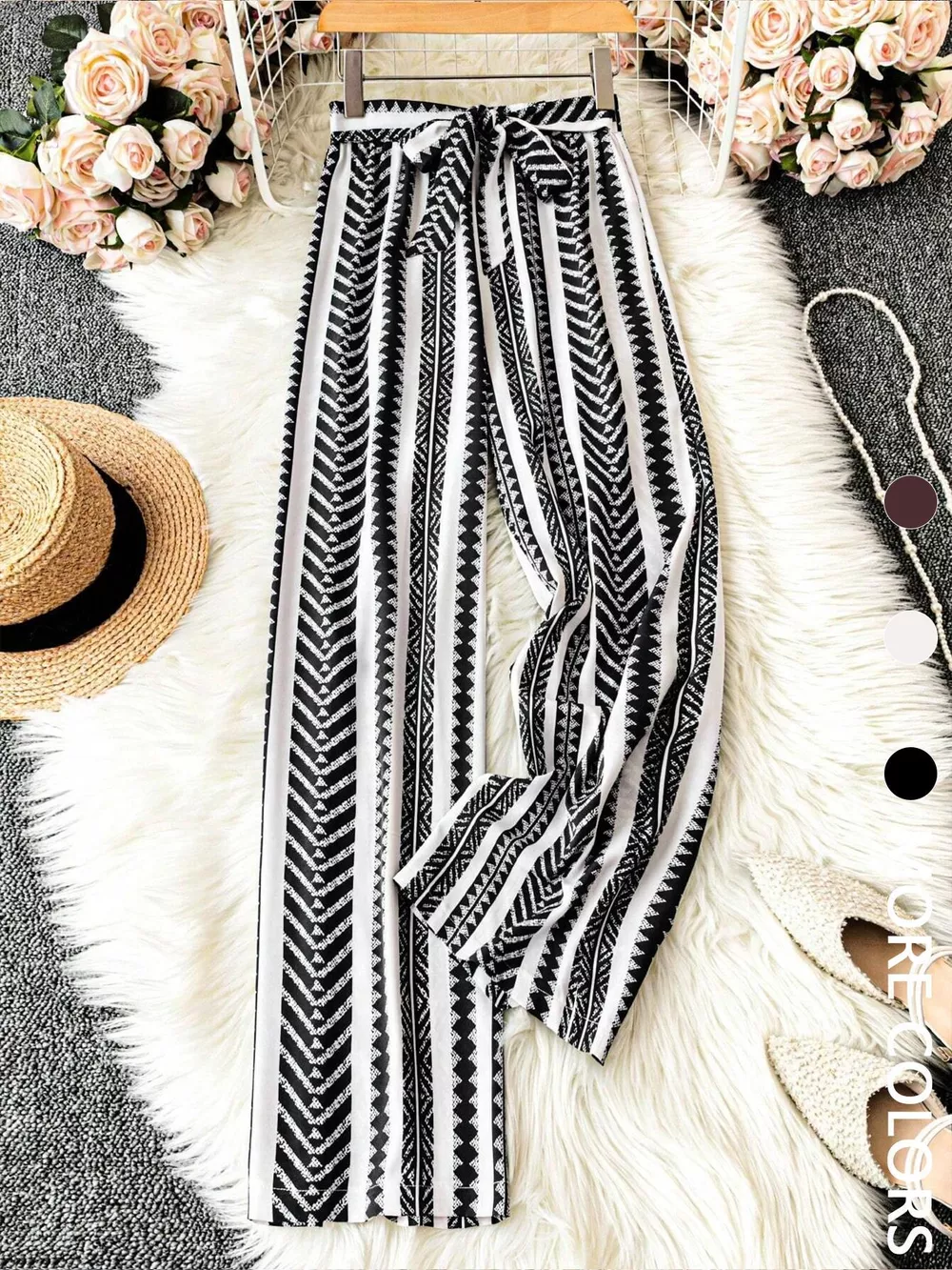 Boho Print Wide Leg Pants, image 2