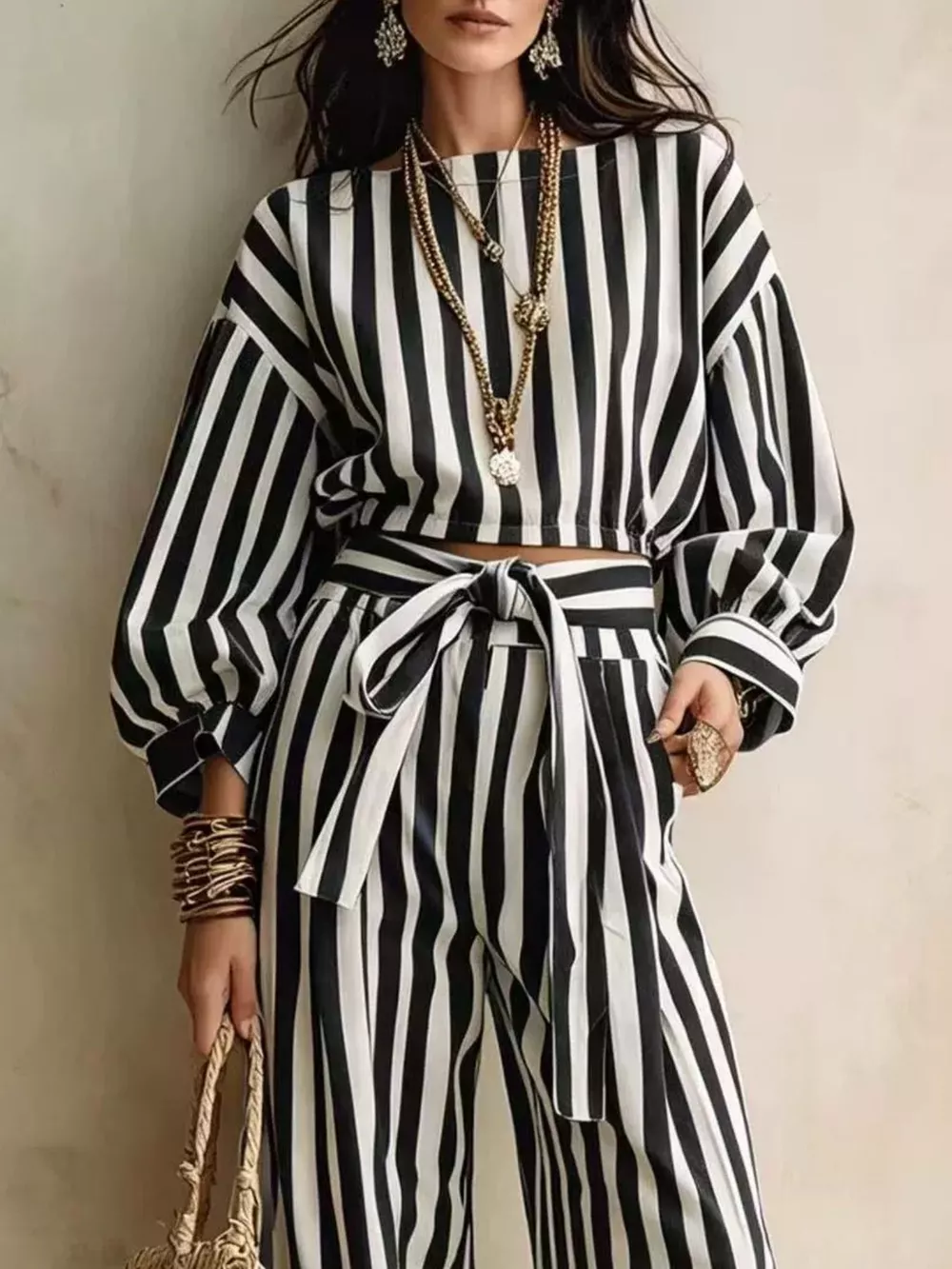 Striped Long Sleeve Top and Pants Two-Piece Set, image 5
