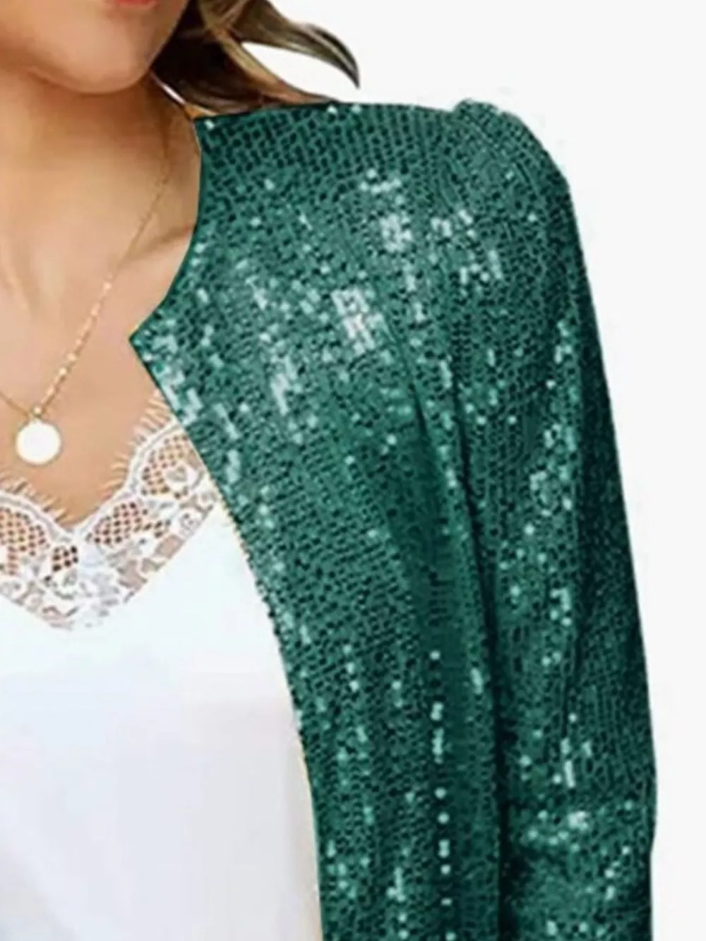 Full Size Sequin Long Sleeve Jacket Plus Size, image 11