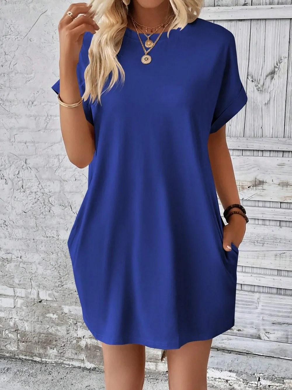 Round Neck Short Sleeve Mini Dress, image 5