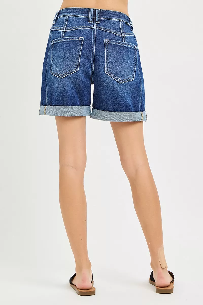 High Rise Seamed Roll Up Shorts, image 2