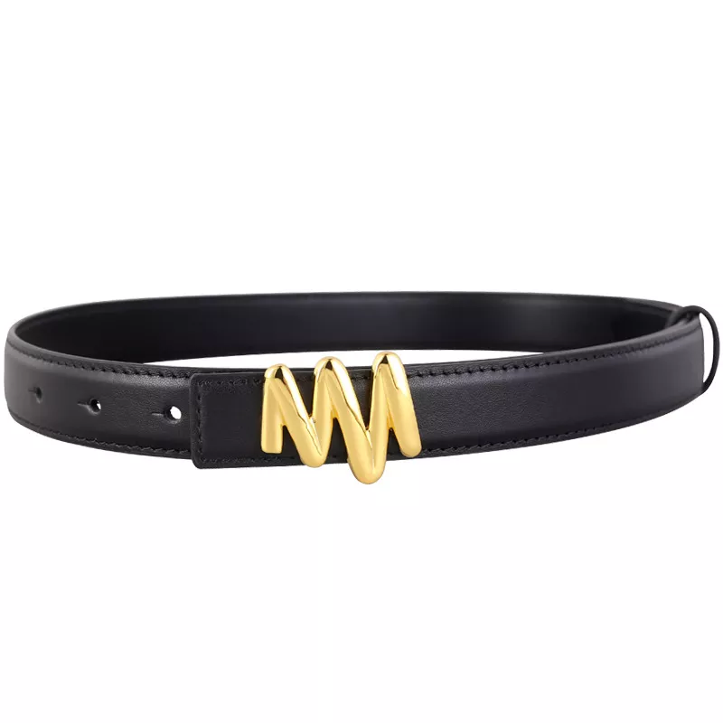 Gold Buckle Leather Belt, image 2
