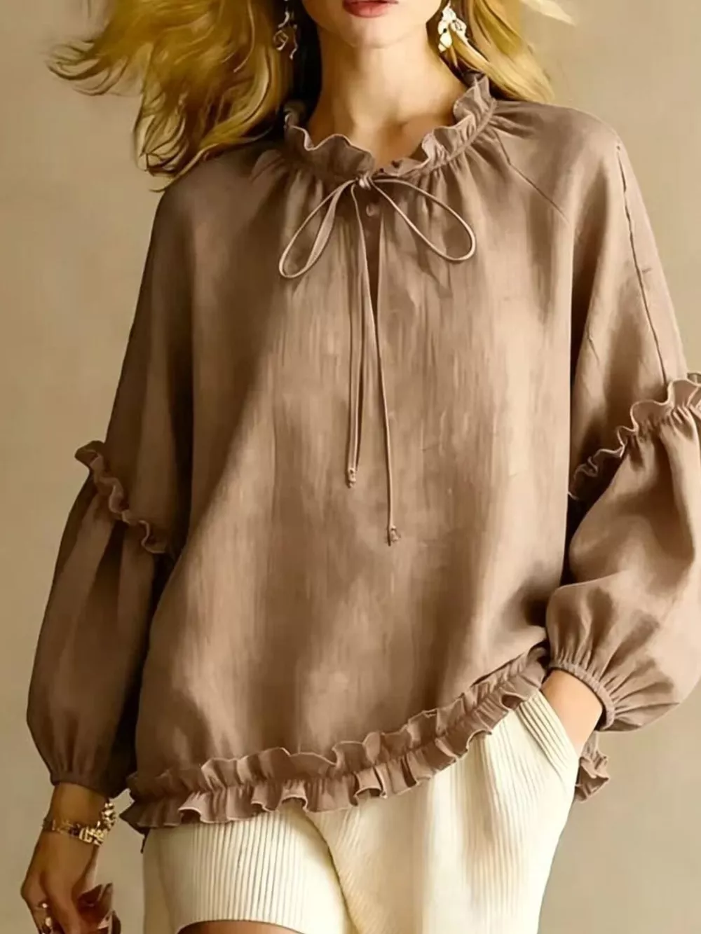 Frill Balloon Sleeve Blouse, image 11