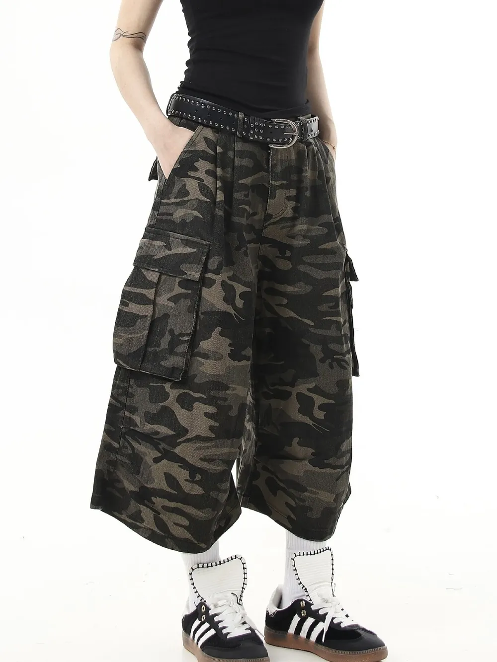 Men's Full Size Camouflage Cargo Denim Shorts Plus Size, image 2