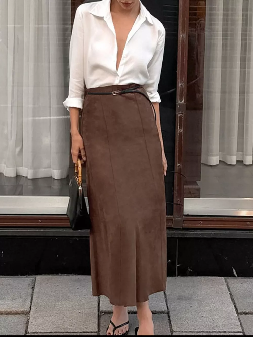 Suede Midi Skirt, image 3