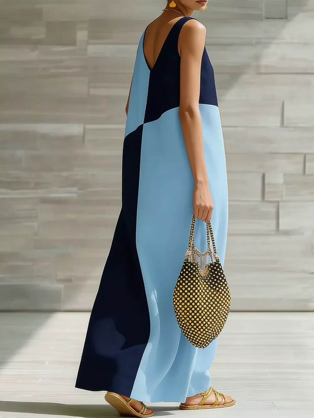Color Block Sleeveless Maxi Dress, image 4