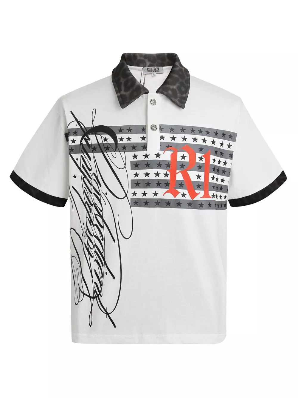Men's Graphic Leopard Collar Short Sleeve Polo, image 4